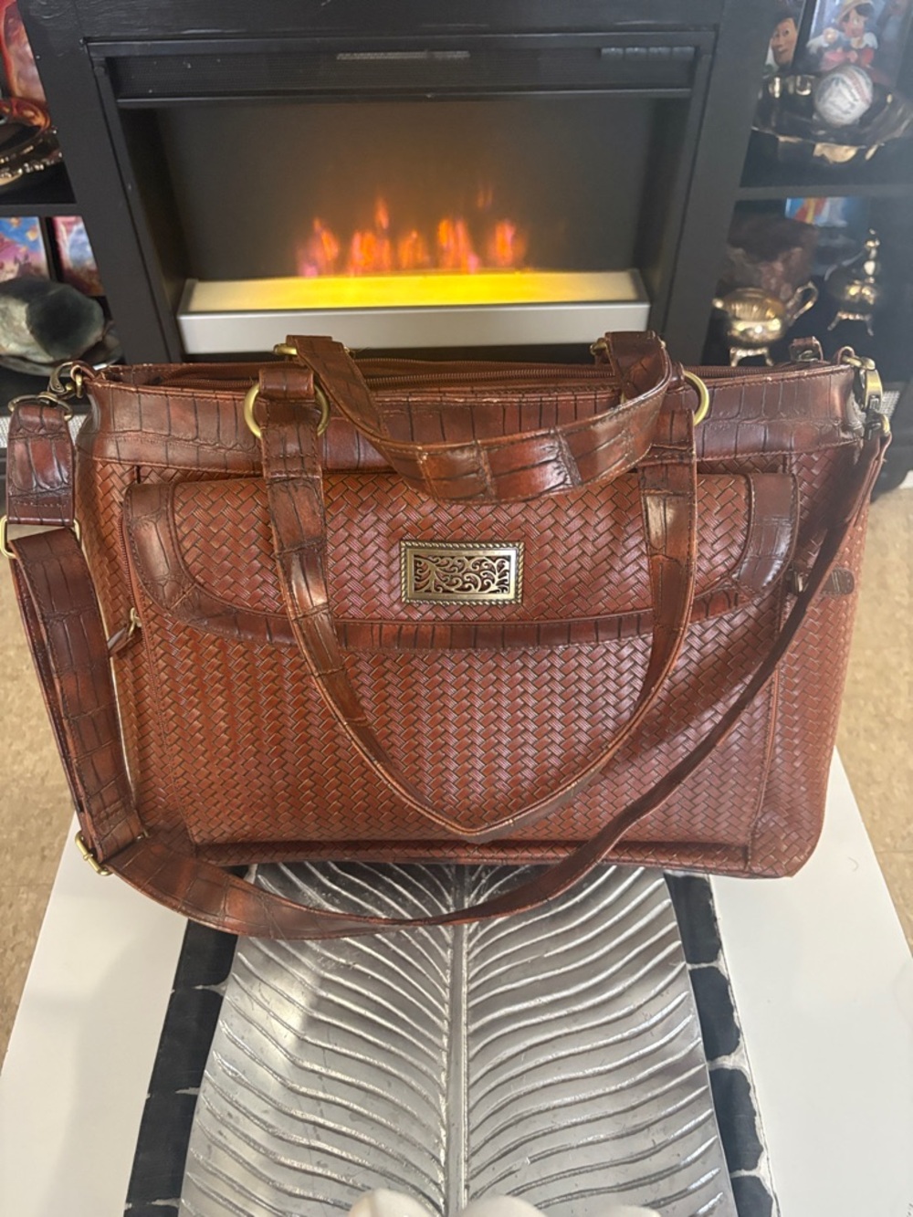 ColdWater Creek brown leather messenger bag